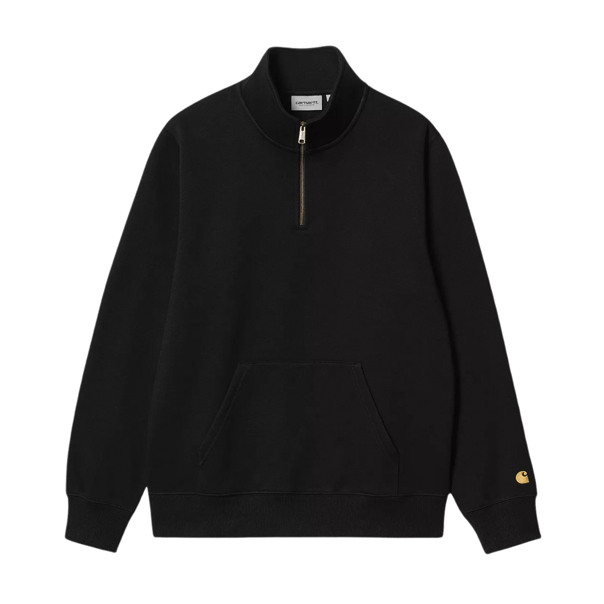 Carhartt WIP Chase Neck Zip Sweatshirt - Black / Gold