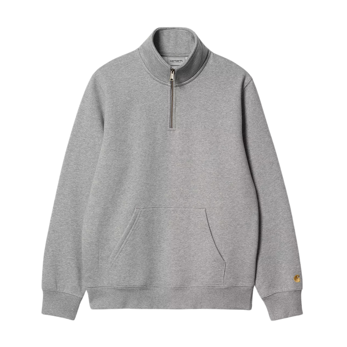 Carhartt WIP Chase Neck Zip Sweatshirt - Grey Heather / Gold