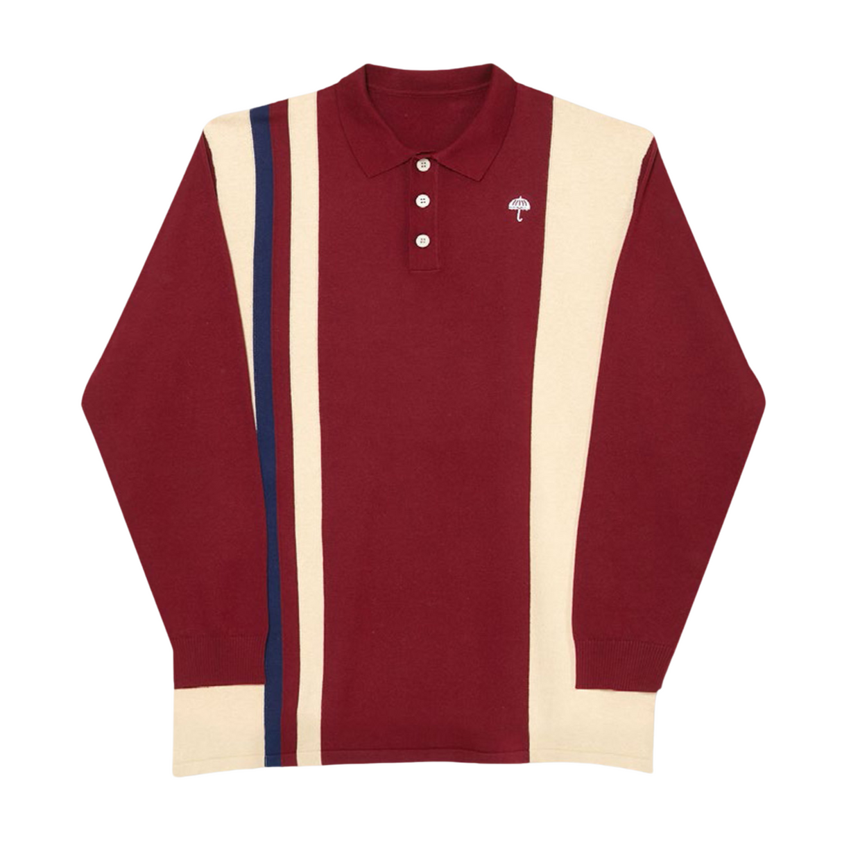 Helas Fella Knit L/S Polo Shirt - Burgundy