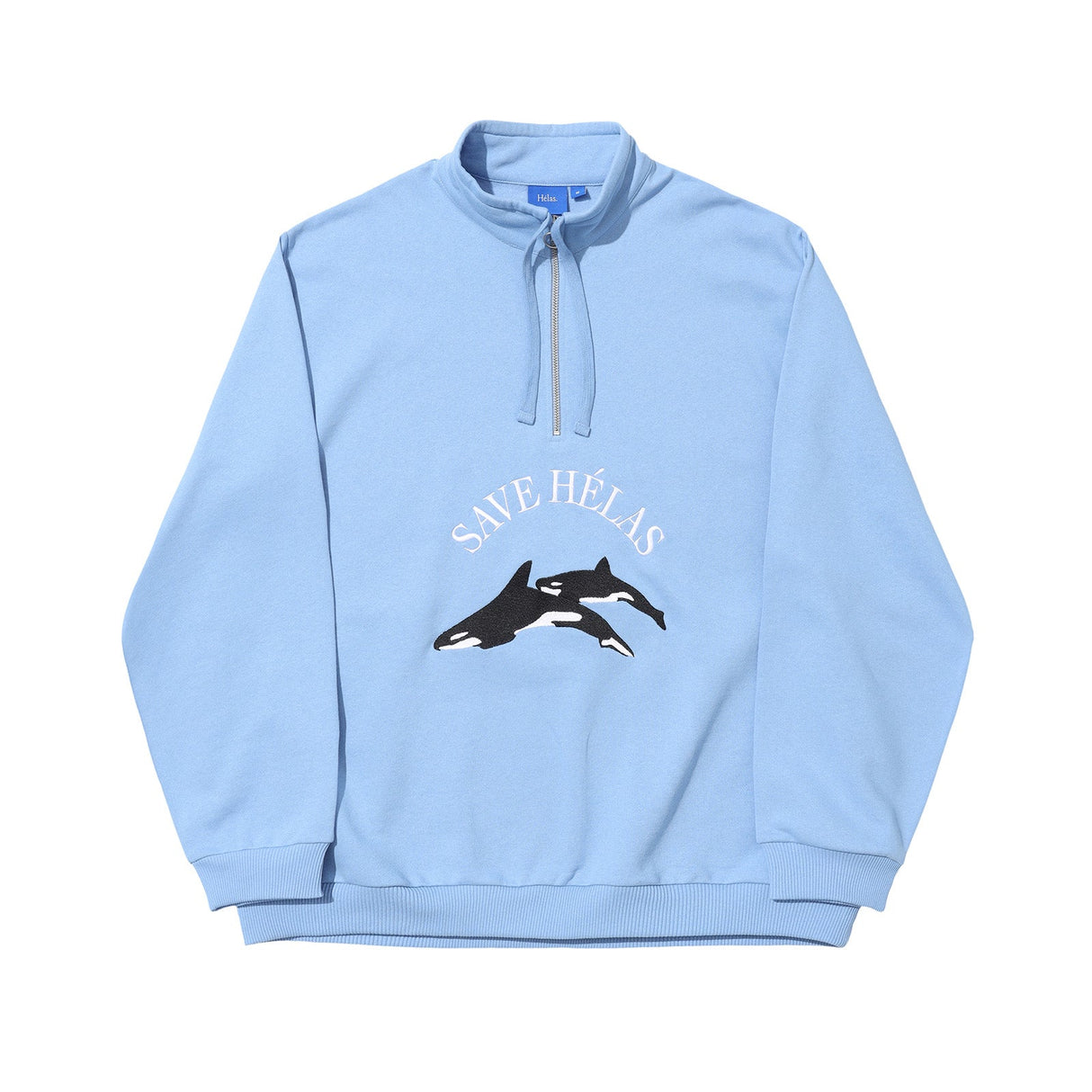 Helas Save Helas Quarter Zip Sweatshirt - Grey Blue