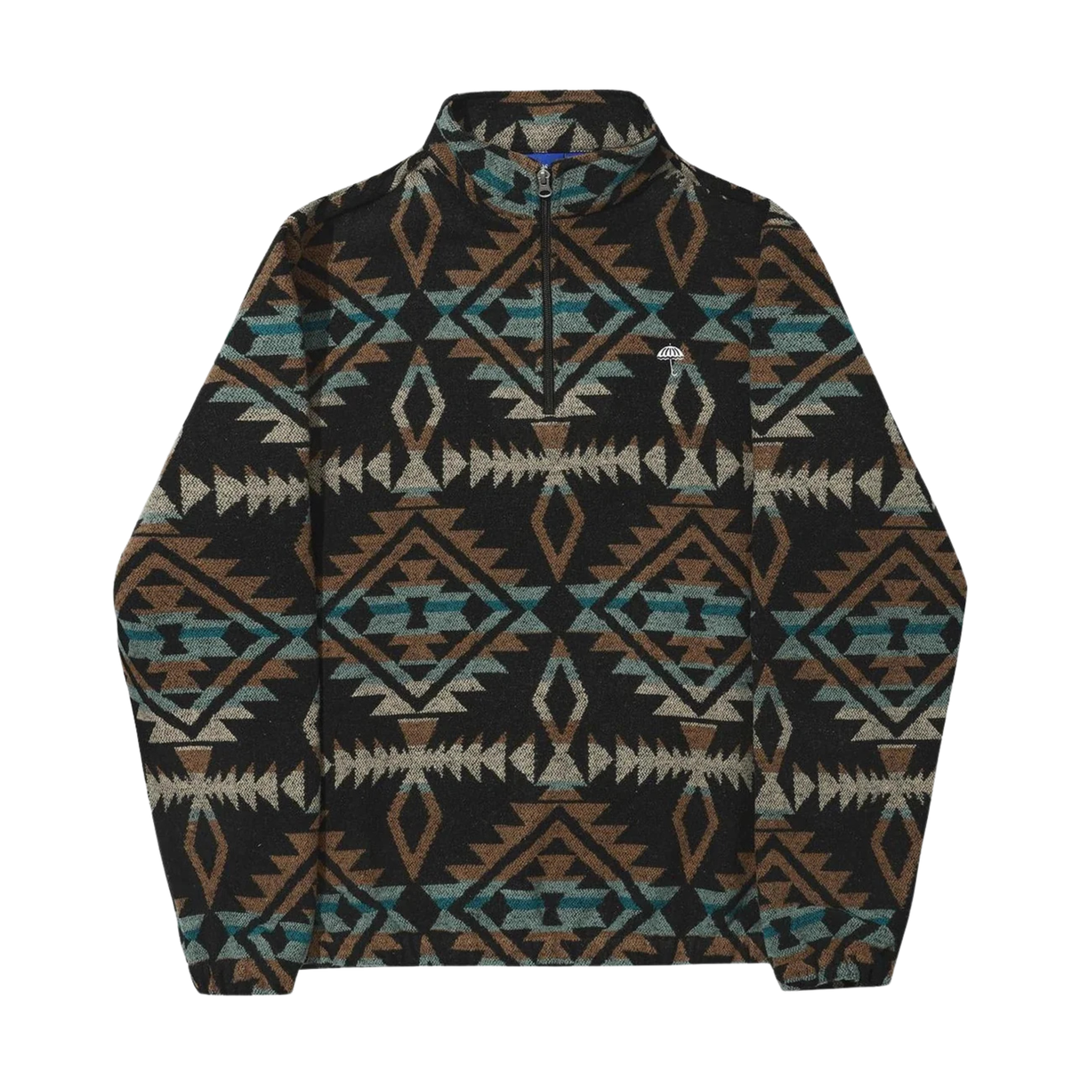 Helas Tradi Quarter Zip Jacket - Brown / Blue