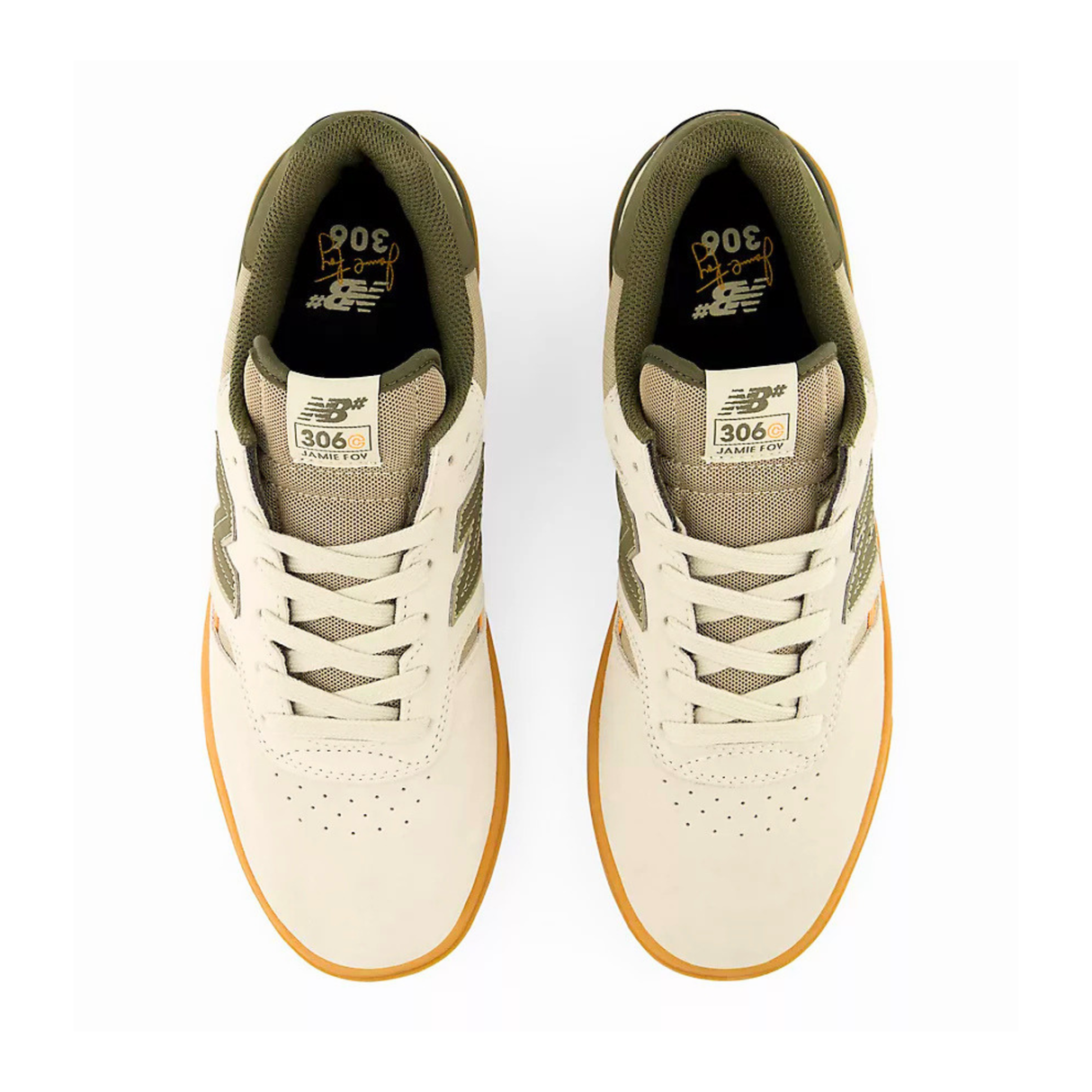 New Balance Numeric 306 Jamie Foy Cup Shoes - Timberwolf / Dark Moss (UN306CBM)