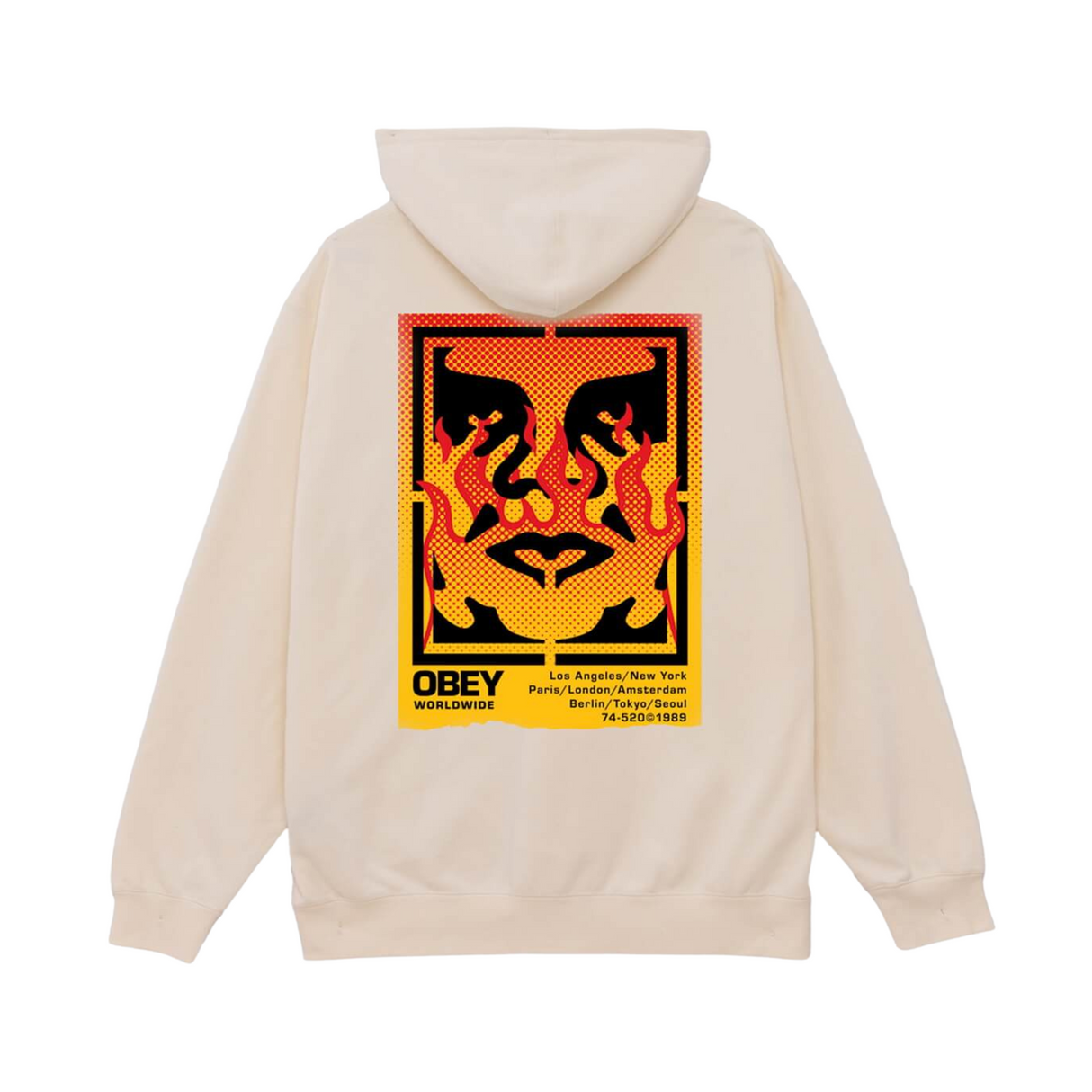 OBEY Icon Stencil Flame Hoodie - Unbleached