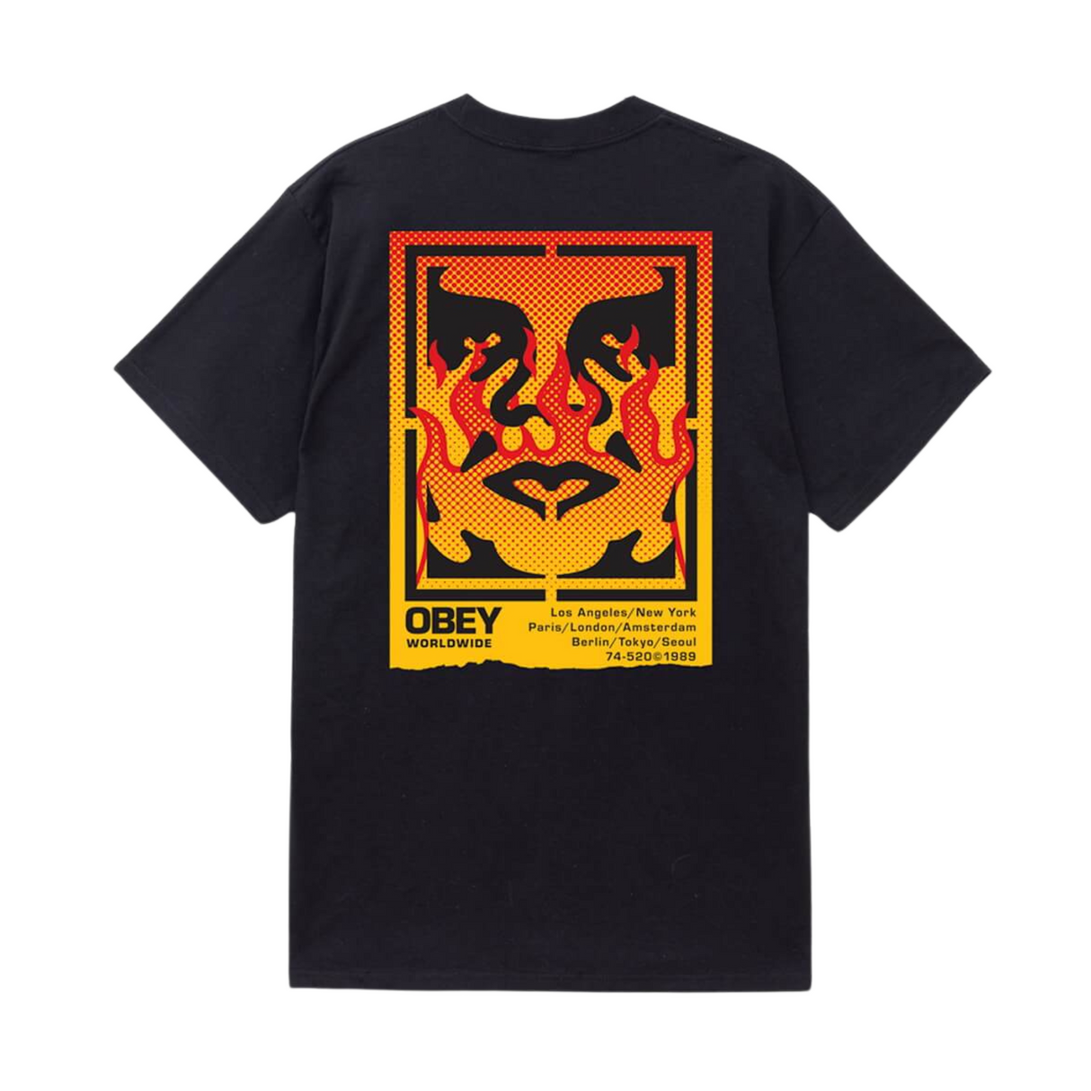 OBEY Icon Stencil Flame T-Shirt - Black