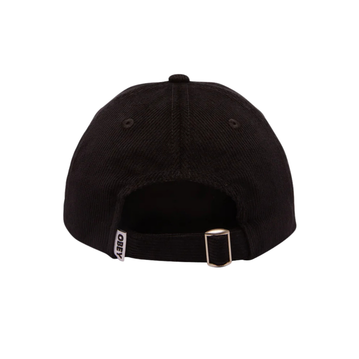 OBEY Lowercase Corduroy 6 Panel Snapback Cap Hat - Black