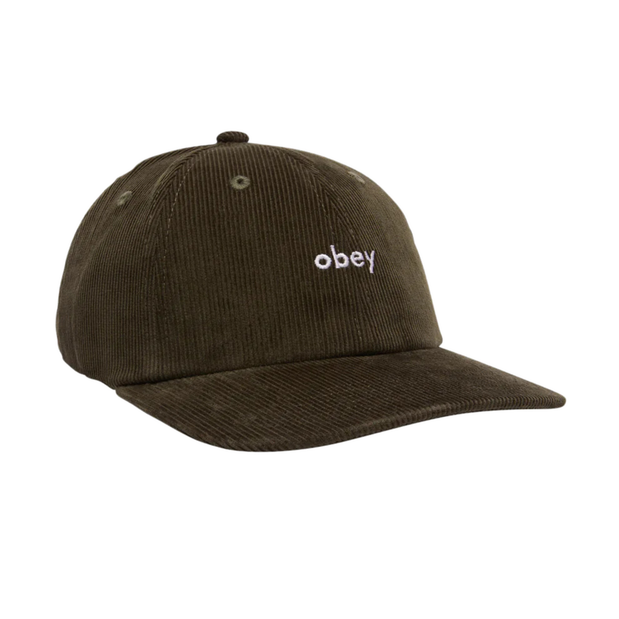 OBEY Lowercase Corduroy 6 Panel Snapback Cap Hat - Kombu Green
