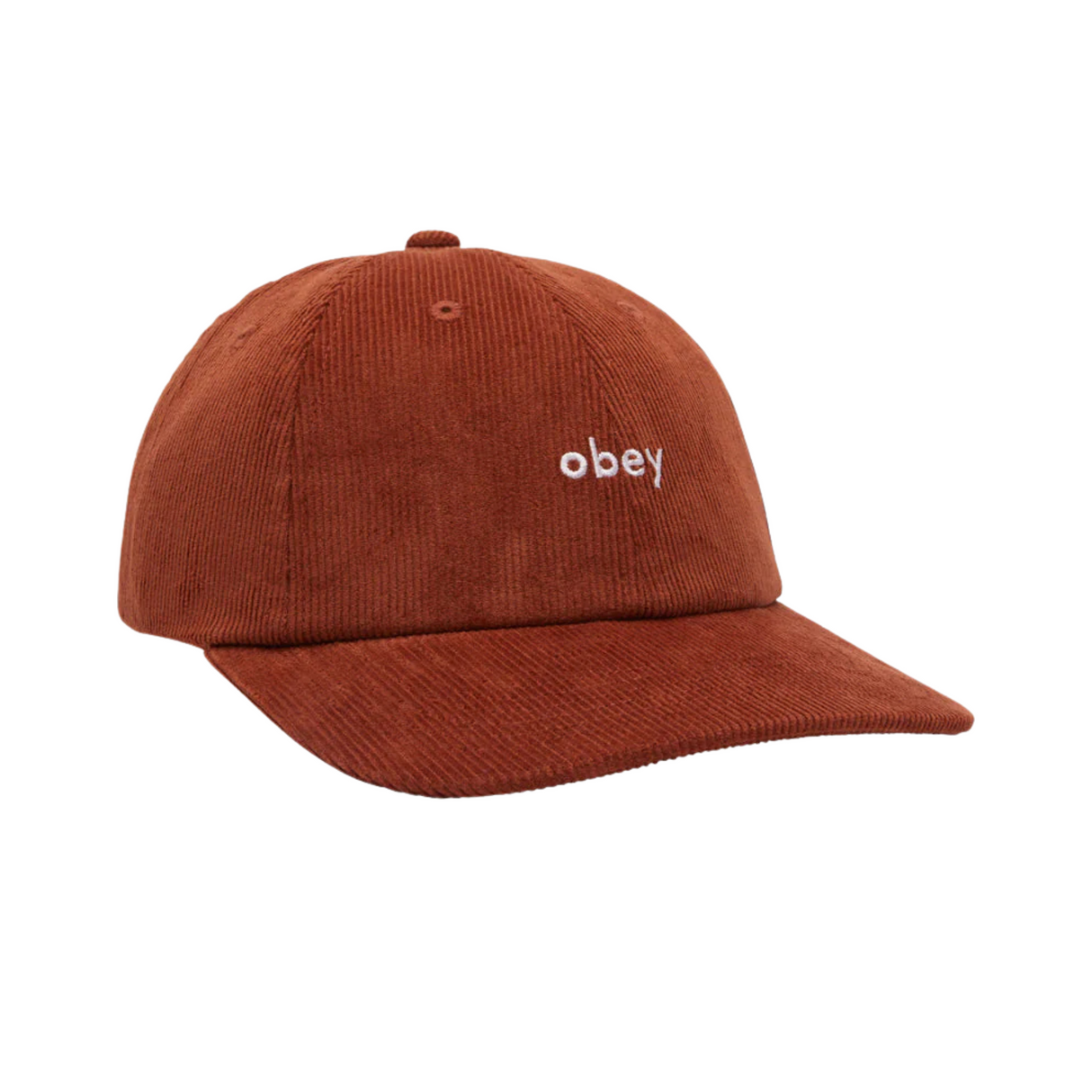 OBEY Lowercase Corduroy 6 Panel Snapback Cap Hat - Mocha Bisque