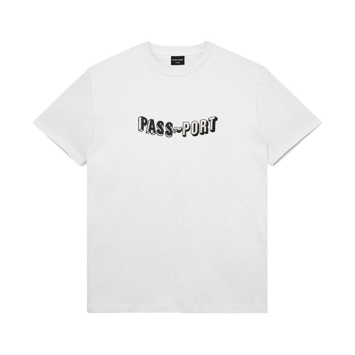 Pass Port Sunken Logo Embroidery T-Shirt - White