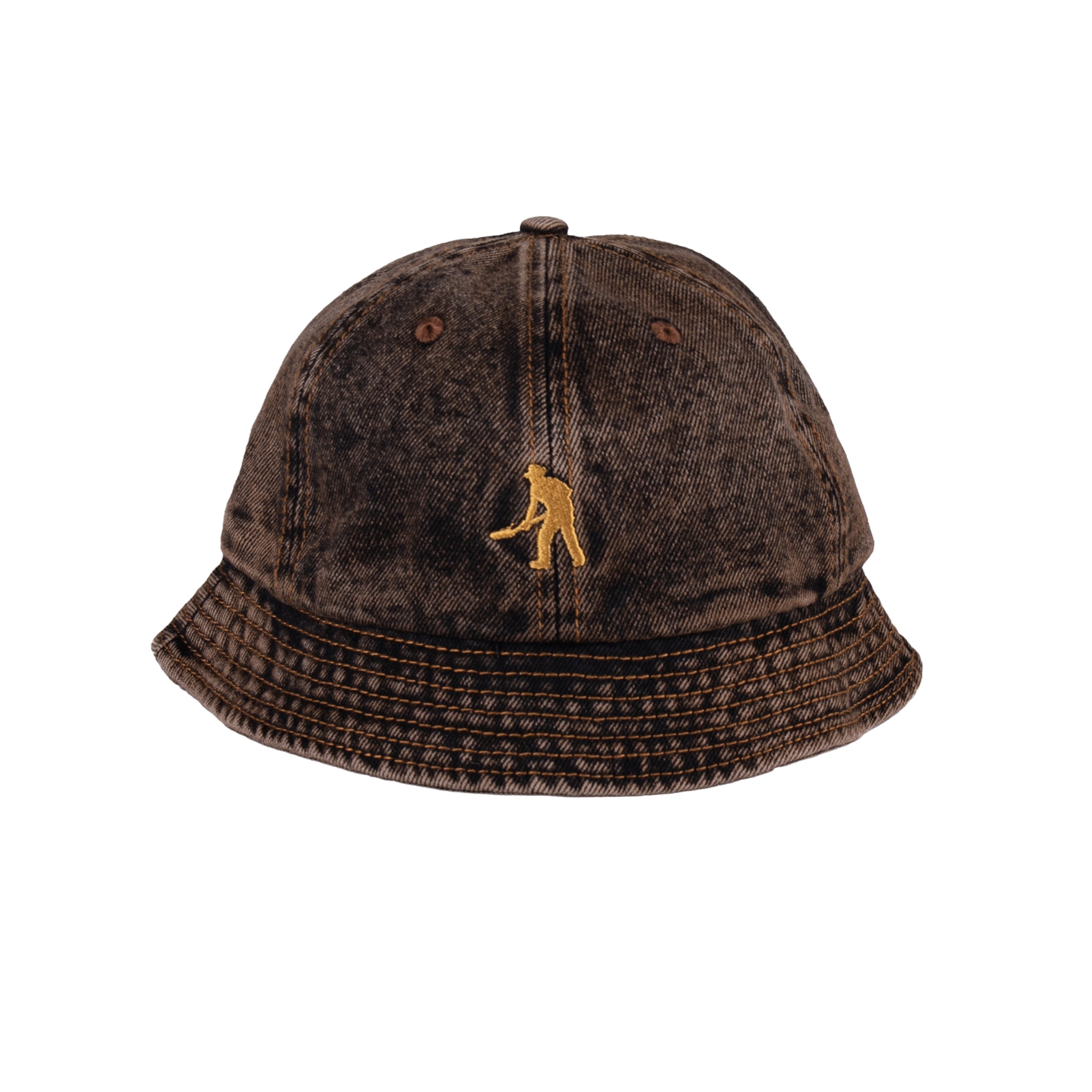 Pass Port Workers Club Denim Bucket Hat - Over-Dye Brown exclusive at