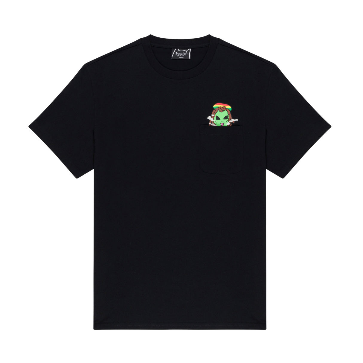 RIPNDIP Smoking Rasta Alien Pocket T-Shirt - Black