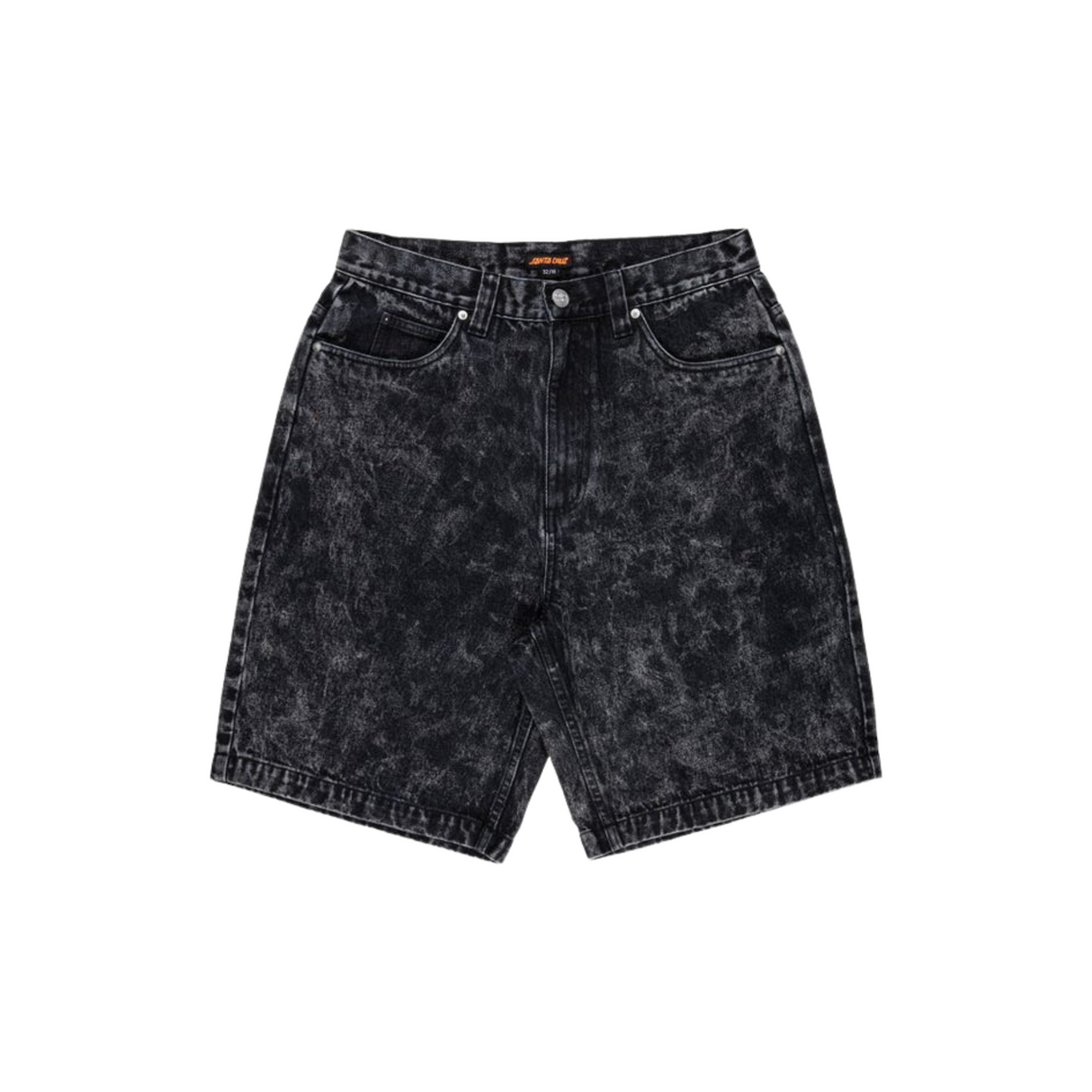 Santa Cruz Big Baggy Denim Shorts - Black Acid Wash