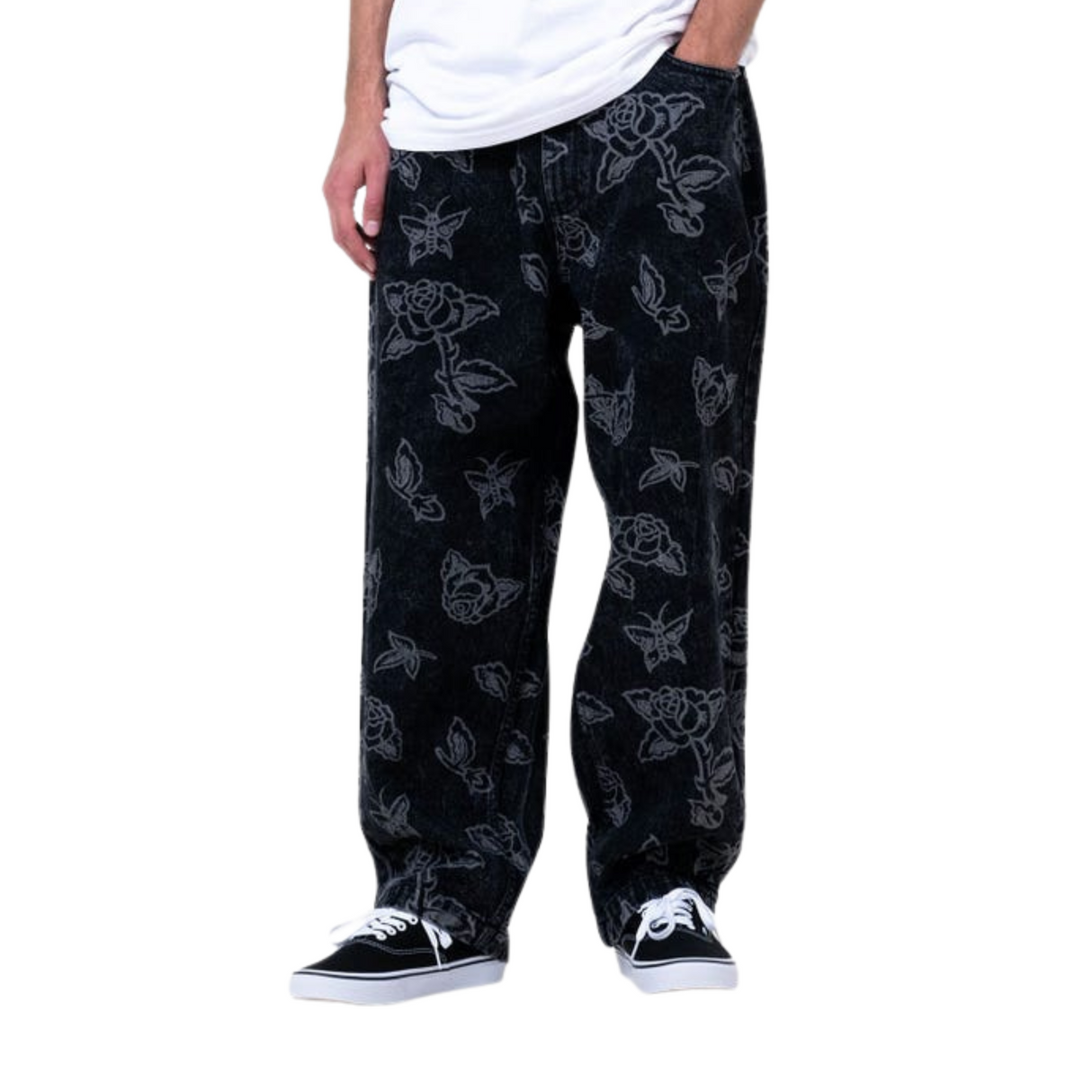 Santa Cruz Big Pants Baggy Denim Jeans - Mono Flash Roses