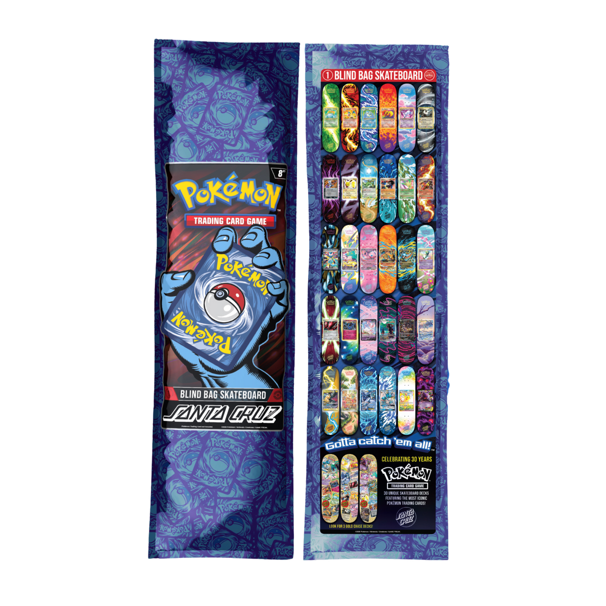 Santa Cruz x Pokemon Blind Bag Skateboard Deck 8" - Multi