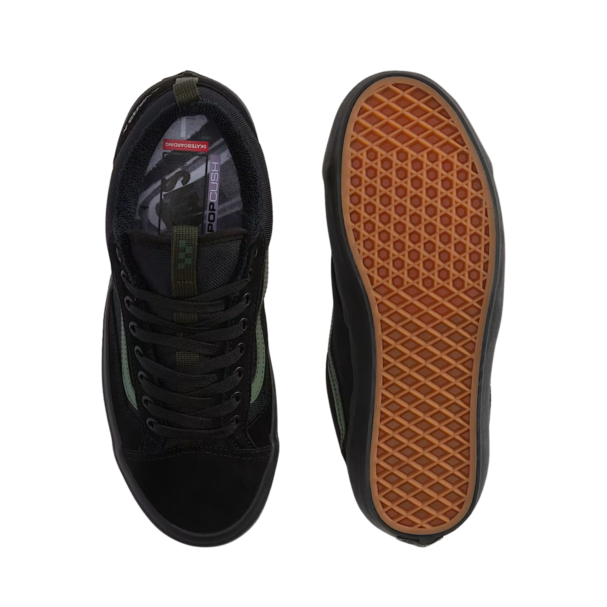 Vans Skate Old Skool 36+ Shoes - (Atiba) Black / Dark Green