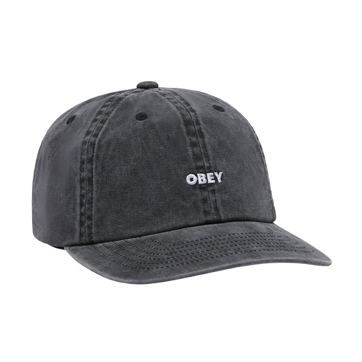 OBEY Pigment Bold 6 Panel Strapback Cap Hat - Pigment Black