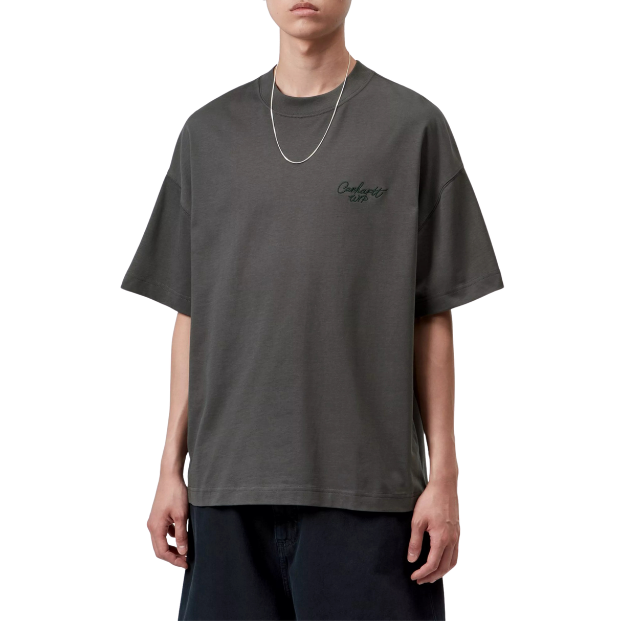 Carhartt WIP Signature Script T-Shirt - Graphite / Dark Scarab