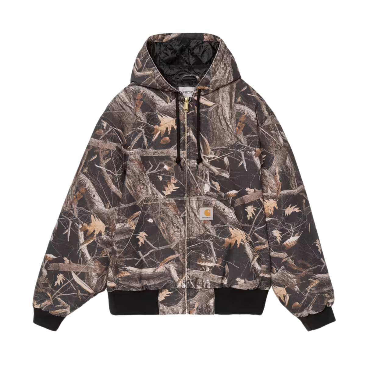 Carhartt WIP OG Active Jacket - Camo Feather Tree, Black, (heavy stone wash)