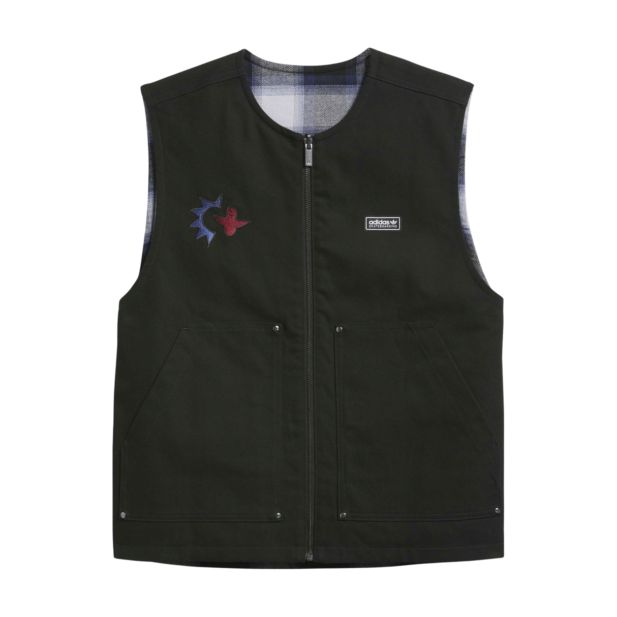 Adidas Skateboarding x Mark Gonzales Plaid Reversible Vest - Black
