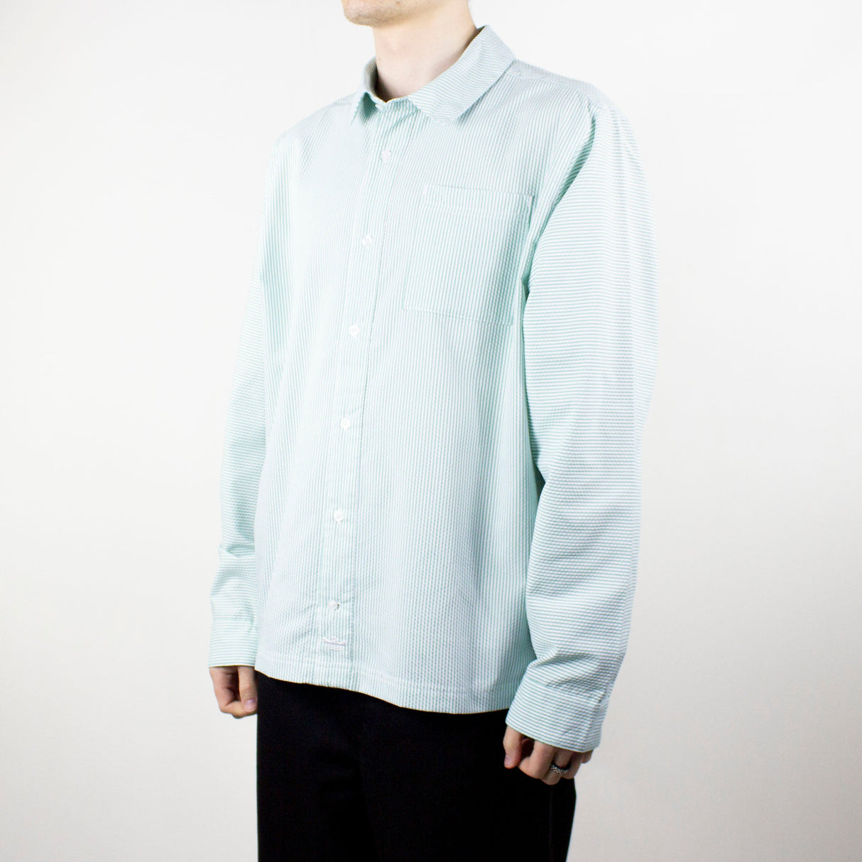 Adidas Shmoofoil Button Up Long Sleeve Shirt - Semi Court Green / White