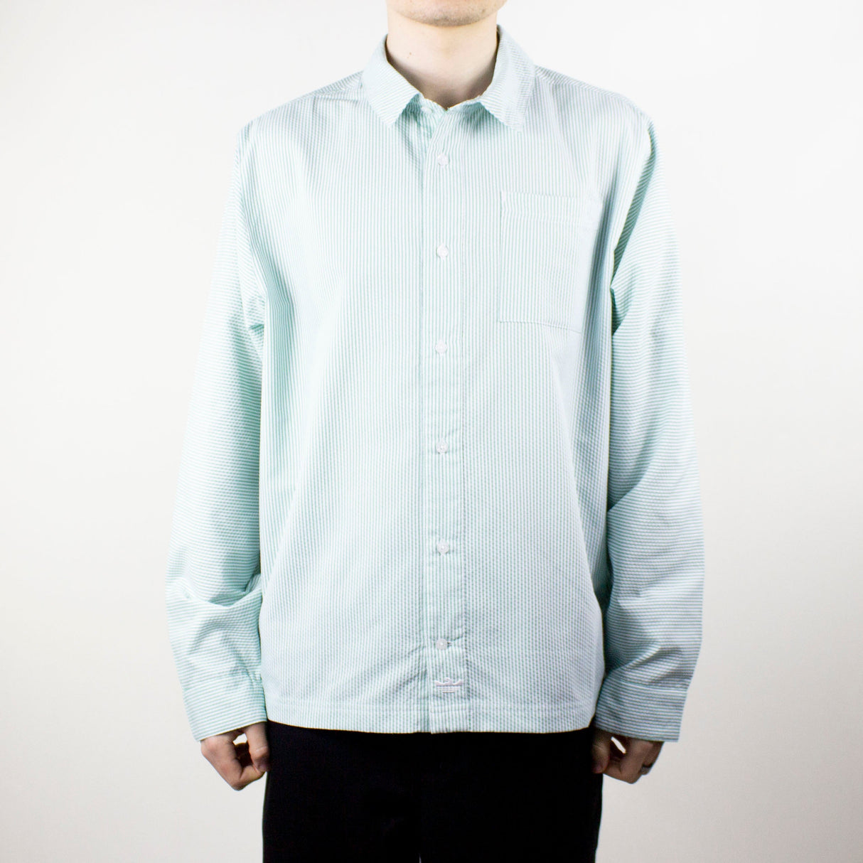 Adidas Shmoofoil Button Up Long Sleeve Shirt - Semi Court Green / White