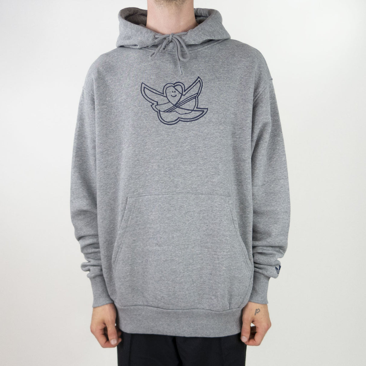 Adidas Shmoofoil Logo Hoodie - Core Heather / Collegiate Navy