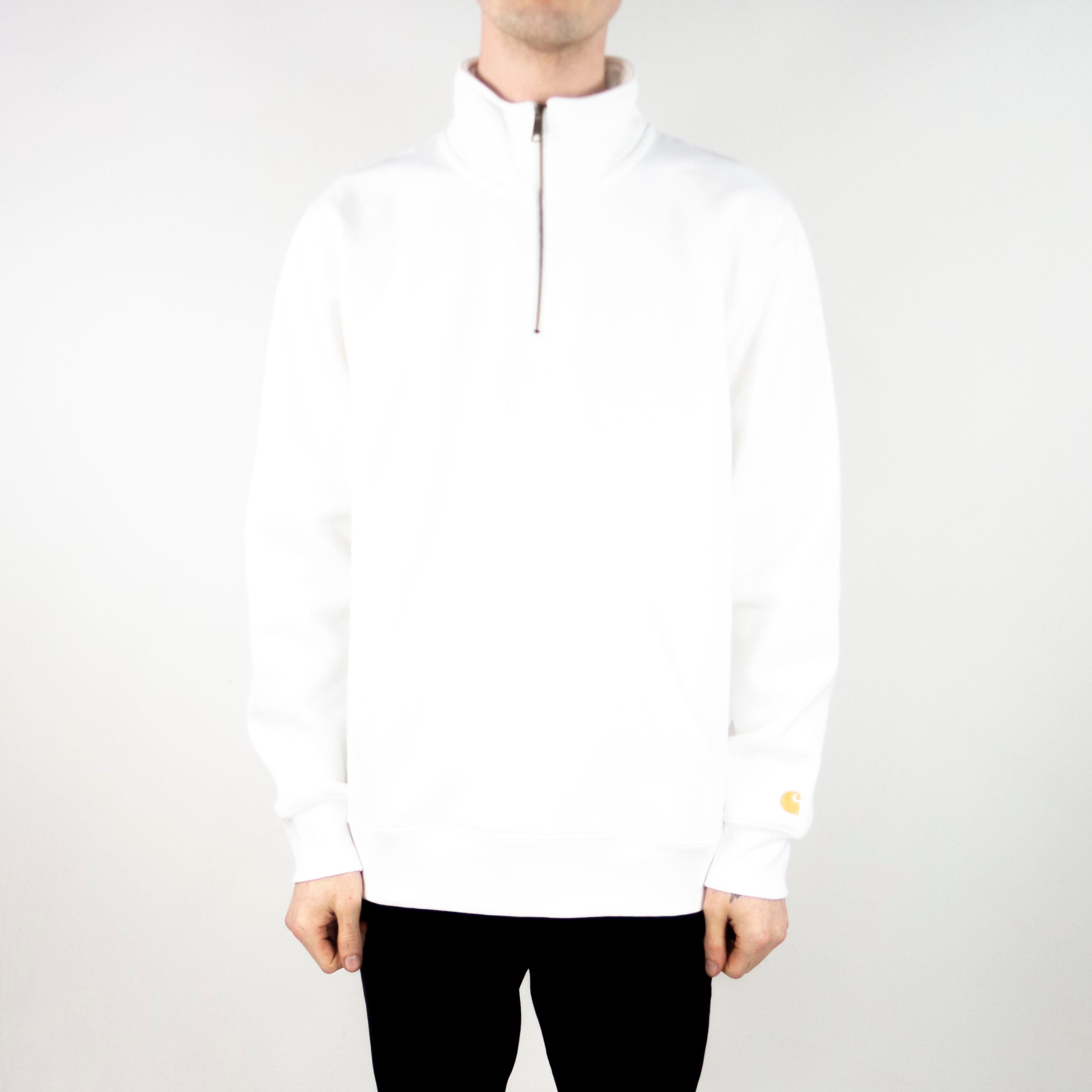 Carhartt WIP Chase Neck Zip Sweatshirt - Wax / Gold exclusive at