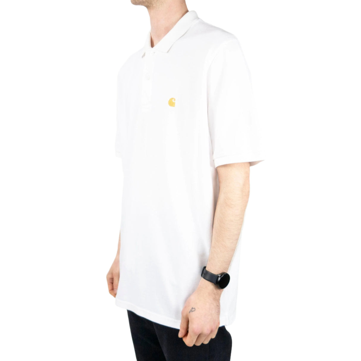 Carhartt WIP Chase Pique Polo T-Shirt - White/Gold