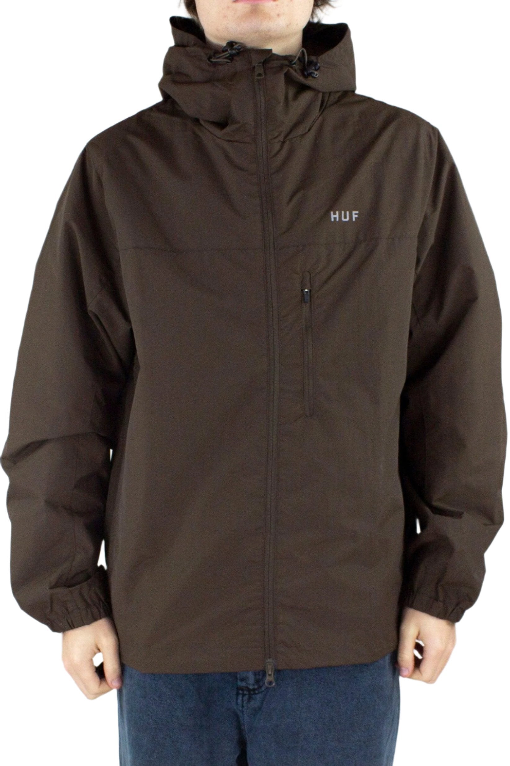 HUF Essentials Zip Standard Shell Jacket - Chocolate - M / Brown