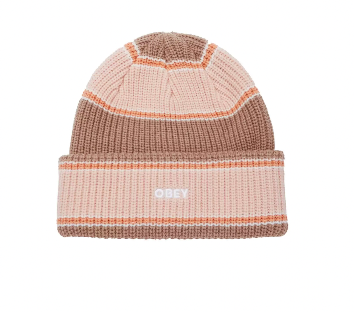 OBEY Future Stripe Beanie - Pink Putty