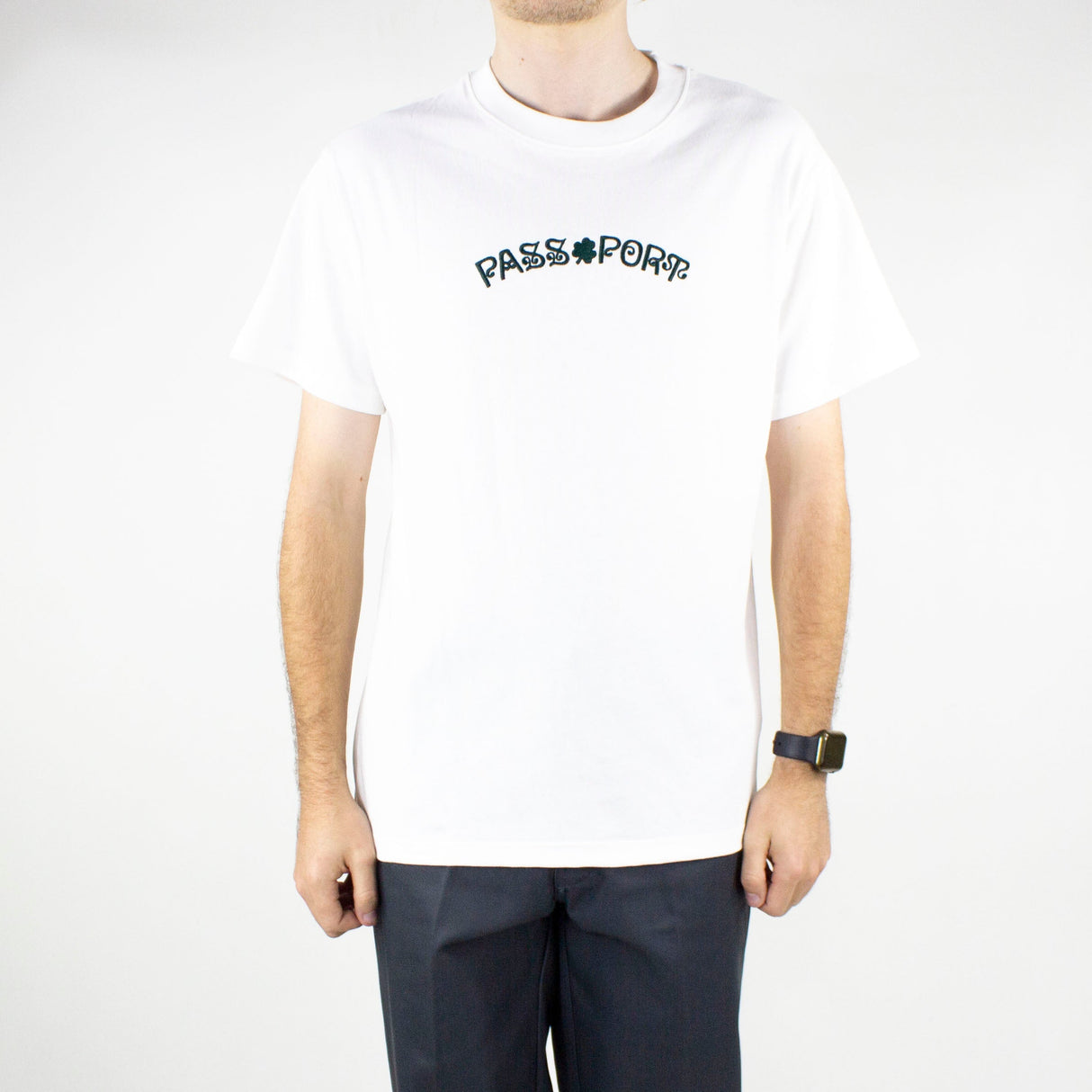 Pass Port Sham Embroidery T-Shirt - White