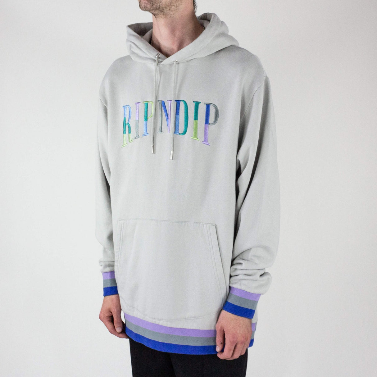 RIPNDIP Colour Block Logo Hoodie- Grey