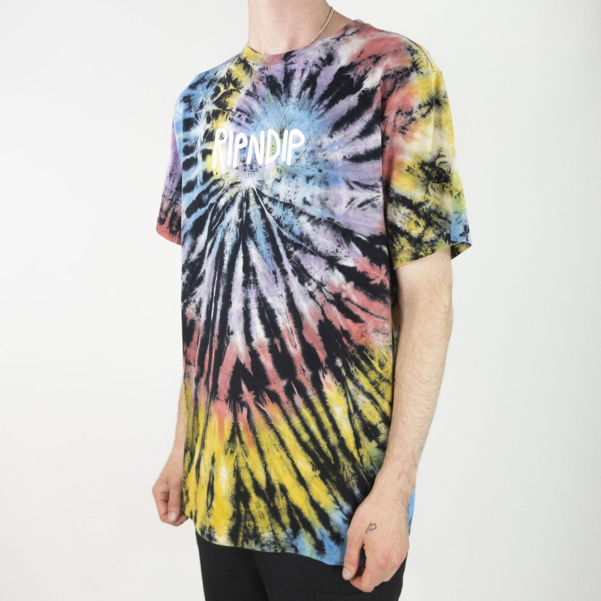 RIPNDIP Rubber Logo T-Shirt - Sunburst Spiral Tie Dye