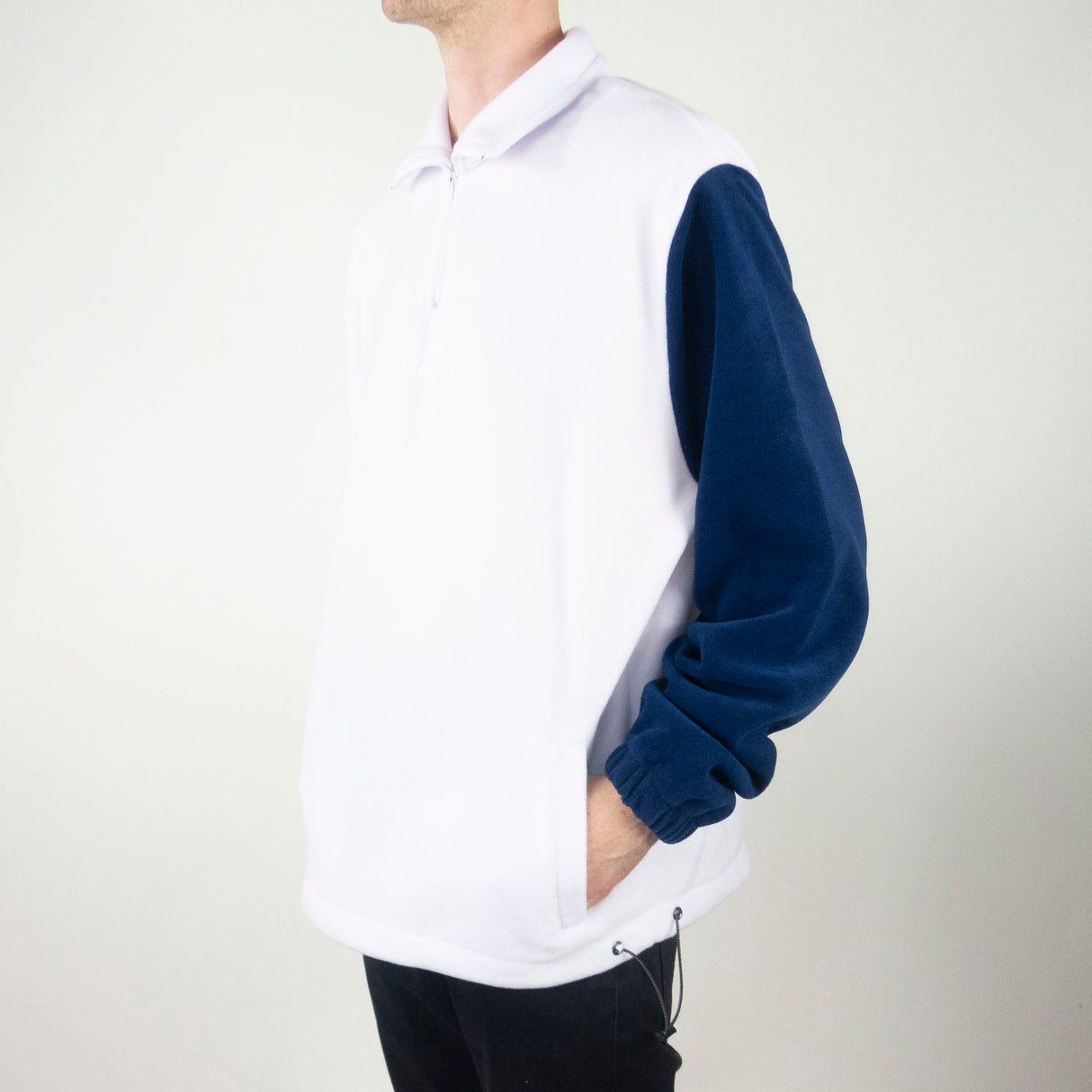 Skateboard Cafe 1/4 Zip Fleece Sweatshirt - White / Burgundy / Navy