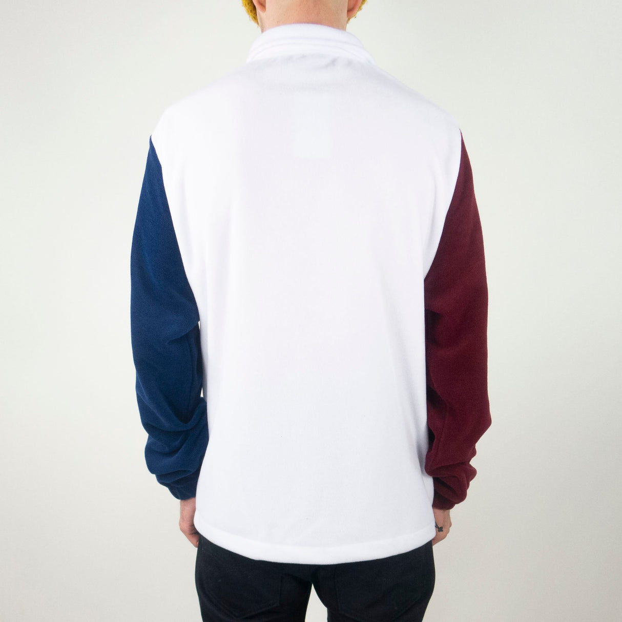 Skateboard Cafe 1/4 Zip Fleece Sweatshirt - White / Burgundy / Navy