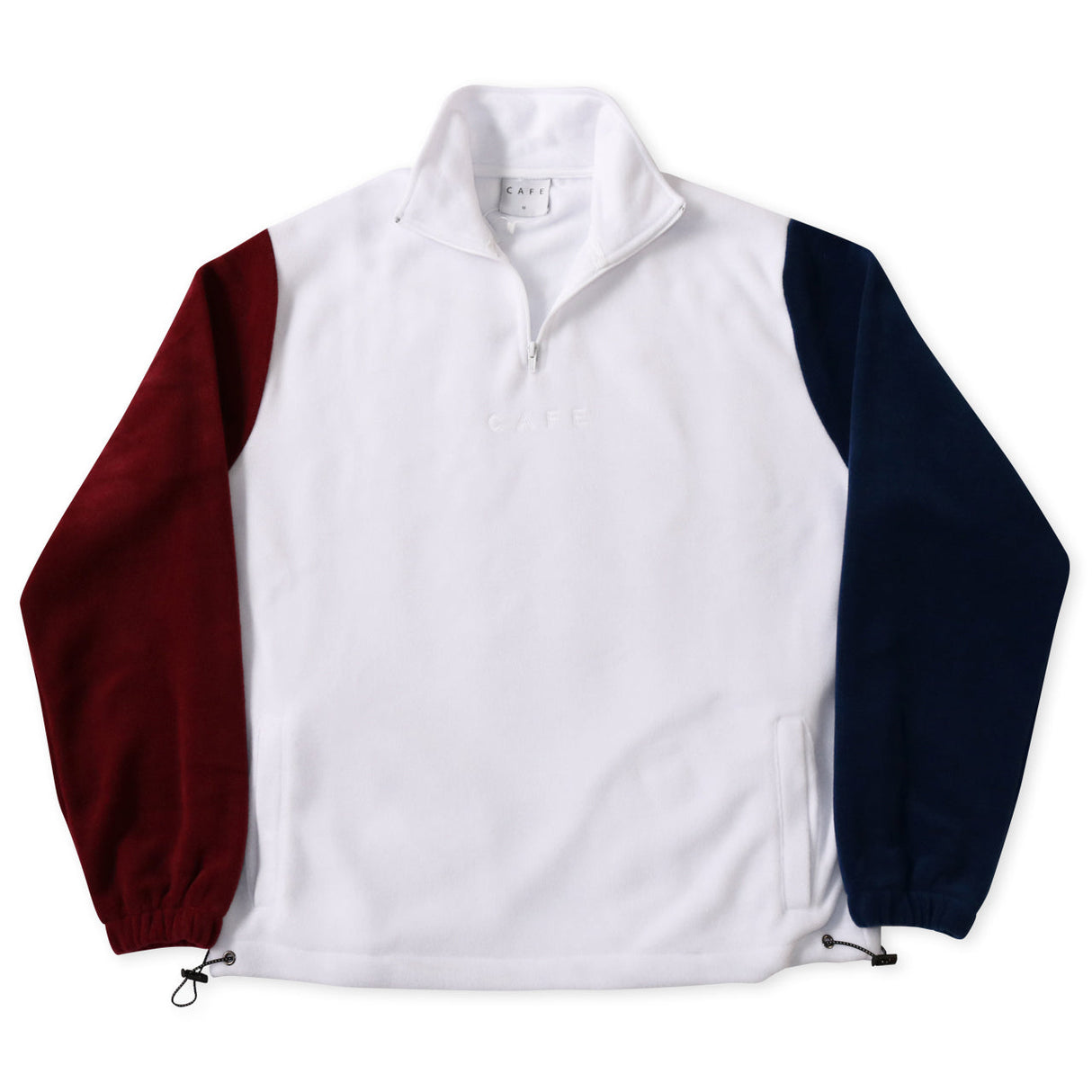 Skateboard Cafe 1/4 Zip Fleece Sweatshirt - White / Burgundy / Navy