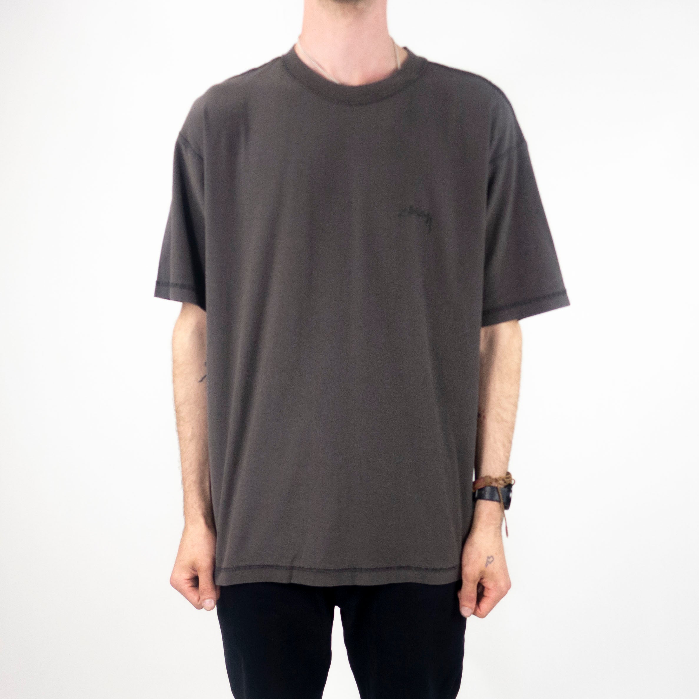 Stussy Pigment Dyed Inside Out Crew T-Shirt - Black exclusive at Remix