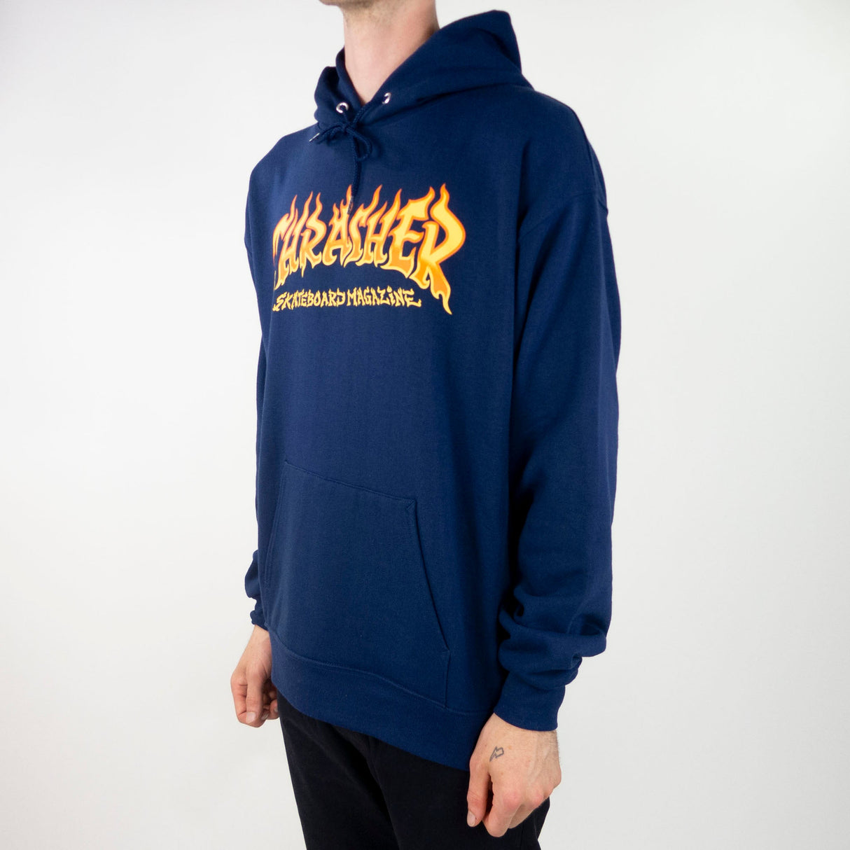 Thrasher Fire Logo Hoodie - Navy