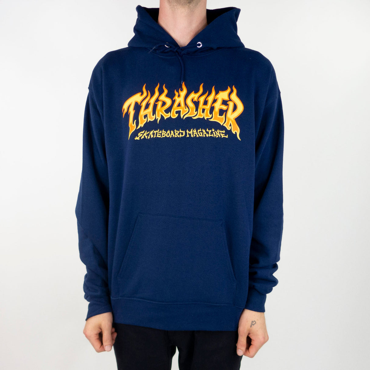 Thrasher Fire Logo Hoodie - Navy