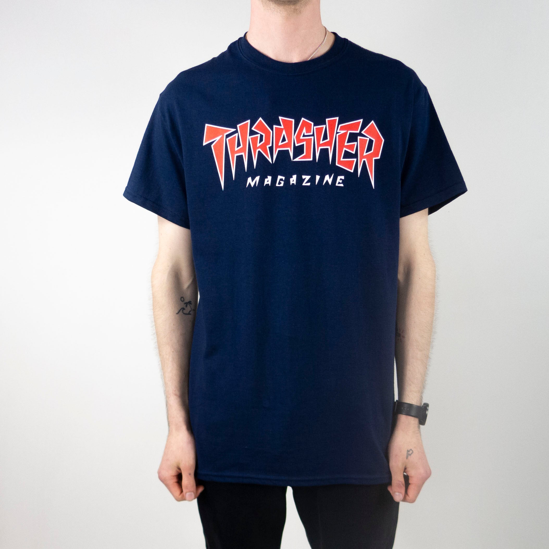 thrasher shirt blue flame