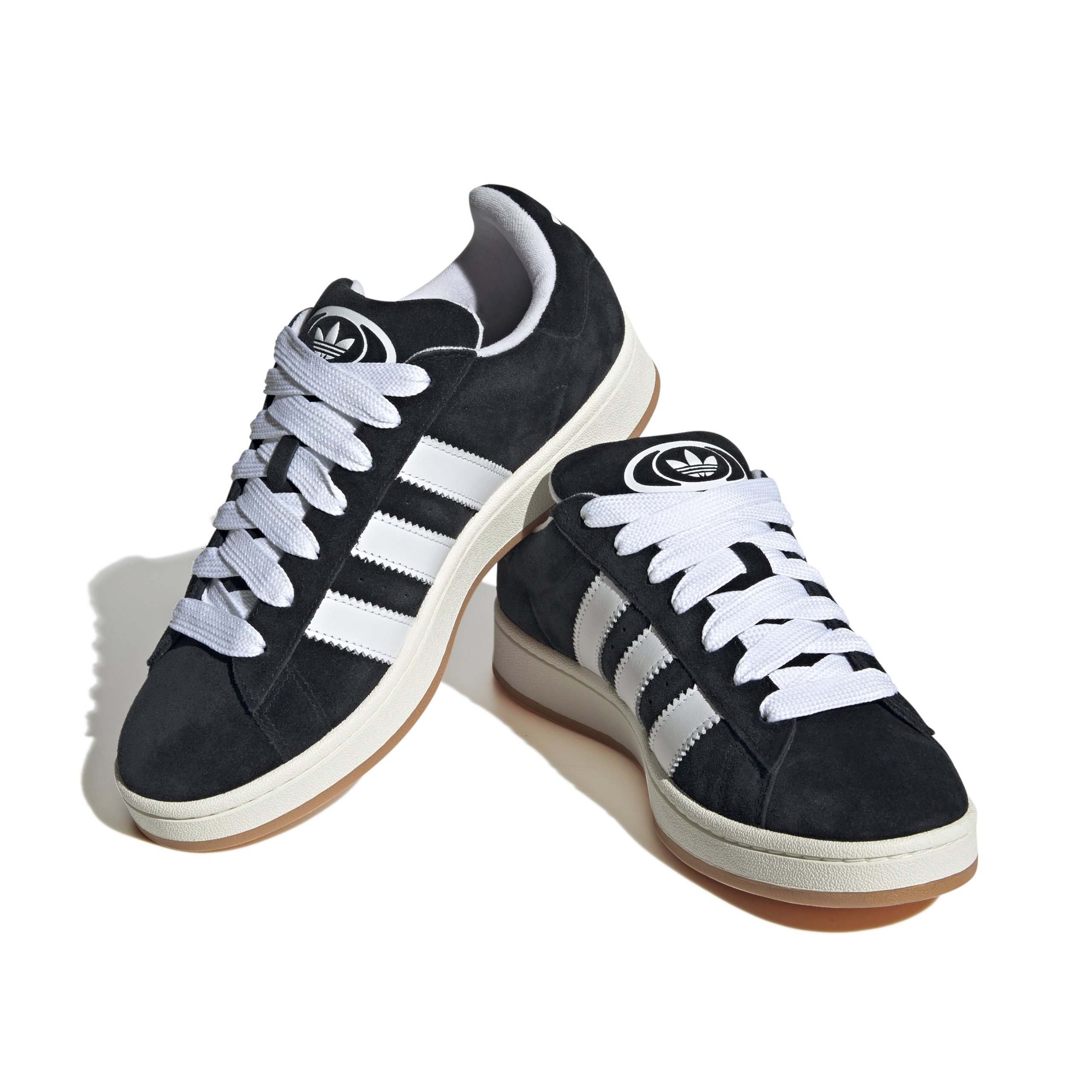 black and white adidas campus