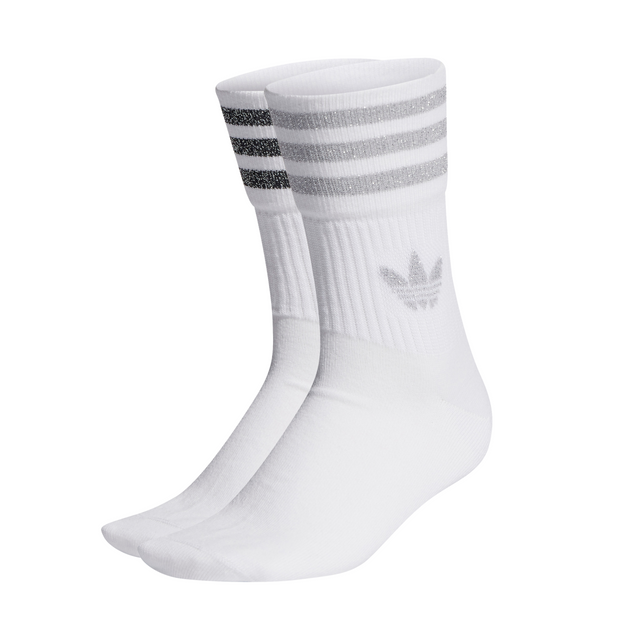 Adidas Originals 2 Pack Mid Cut Glitter Crew Socks - White / Glitter