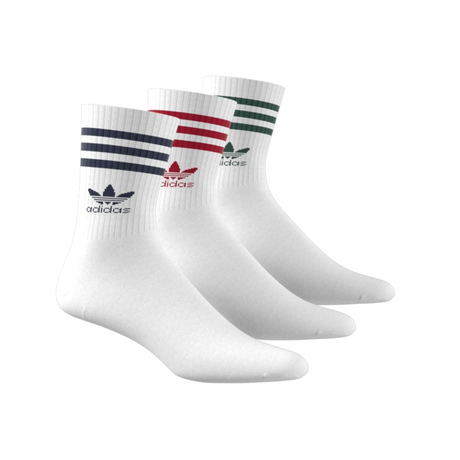 Adidas Originals 3 Pack Mid Cut Crew Socks - White / Green / Red / Blue