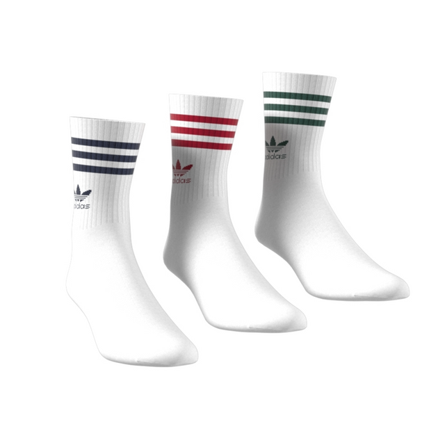 Adidas Originals Pack Mid Cut Crew Socks White Green Red