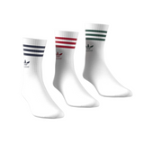 Adidas Originals 3 Pack Mid Cut Crew Socks - White / Green / Red / Blue