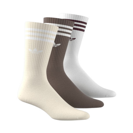 Adidas Originals Solid 3 Pack Crew Socks - Brown / White