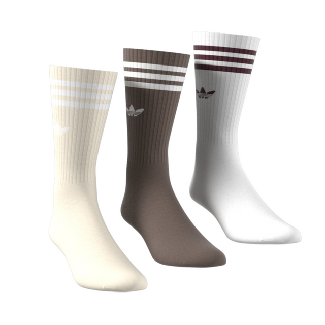 Adidas Originals Solid 3 Pack Crew Socks - Brown / White