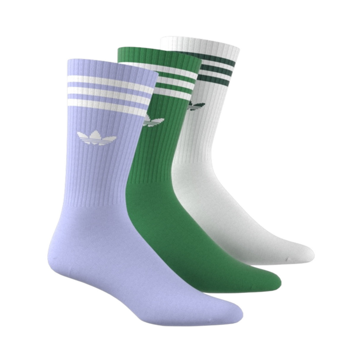 Adidas Originals Solid 3 Pack Crew Socks - Violet Tone / Green / White