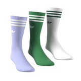 Adidas Originals Solid 3 Pack Crew Socks - Violet Tone / Green / White