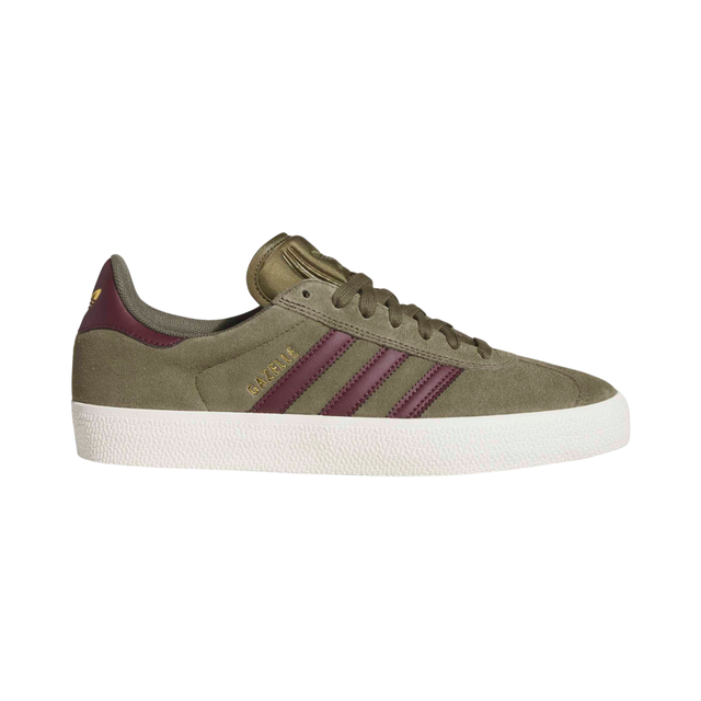 Adidas Skateboarding Gazelle ADV Shoes - Olive Strata / Maroon / Chalk White (KI3205)