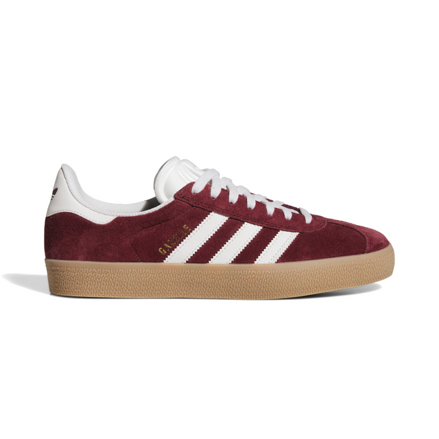 Adidas Skateboarding Gazelle ADV Shoes - Shadow Red / Crystal White / Gold Metallic (JR2000)